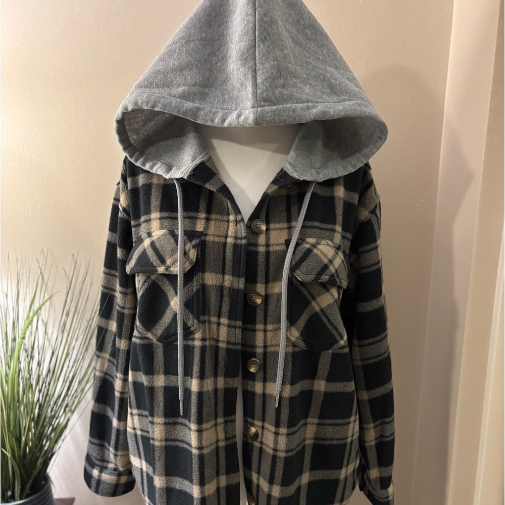 Active USA Plaid Long Sleeve Hoodie Size S - Picture 2 of 15